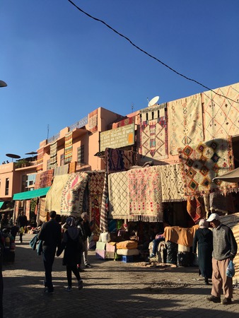 Marrakesch, Morocco, 15.12.2016: Traditional carpet market in Marrakech Marocoのeditorial素材