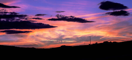 with fiery sunset skyの写真素材