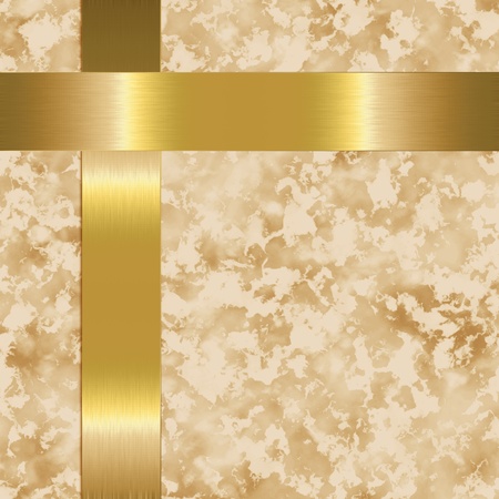 beige paper with gold metal barsの写真素材
