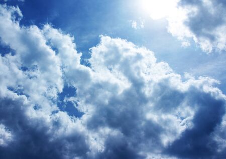 blue sky with white clouds and sunrises