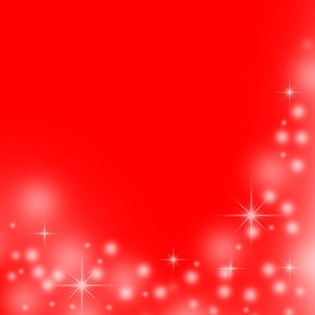 red christmas background with white snowflakes and stars の写真素材