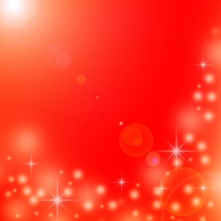 red christmas background with white snowflakes, stars and beam of lightの写真素材