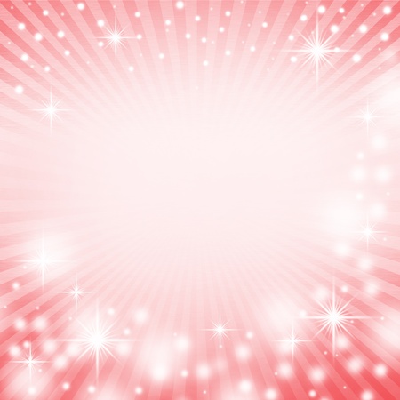 red christmas background with white snowflakes, sparkles and white rays of lightの写真素材