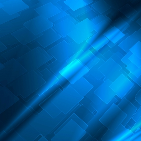 blue abstract background with cube pattern and vignette to high tech advertising or designの写真素材