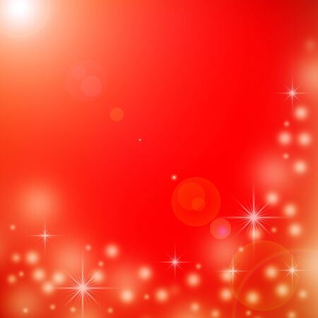 red christmas background with whiote lights and starsの写真素材