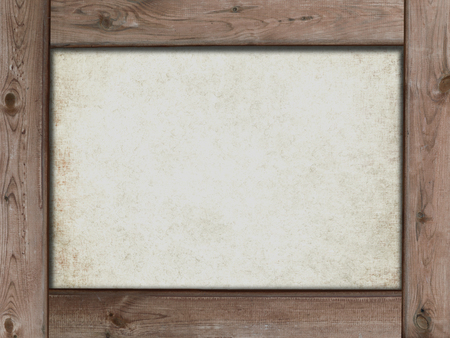 beige canvas texture background and wood frame borderの写真素材