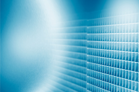 blue abstract background metal grid pattern as decorative element and copy spaceの写真素材