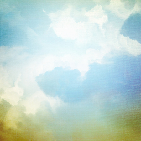 blue sky and white clouds abstract background canvas texture pattern grunge backgroundの写真素材