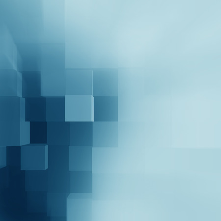 blue abstract background cubes pattern as corporate brochure cover templateの写真素材