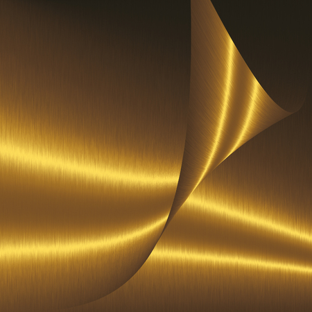 gold abstract shapes folded sheets of smooth metalの写真素材