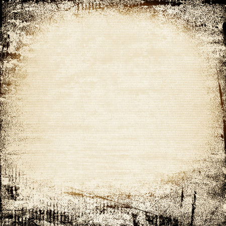 watercolor paint cardboard old paper canvas texture black ink grunge frame backgroundの写真素材