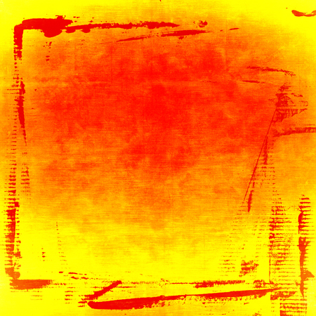 yellow and red painted wall paper texture background, red grunge frame, may use as abstract christmas backgroundの写真素材