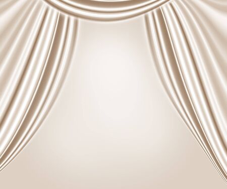 beige wavy satin curtains abstract background theater, interior backgroundの写真素材