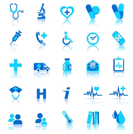 Medical Icons with reflectionのイラスト素材