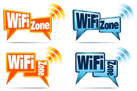 WiFi Zone Icons - Speech bubbles with signal for WiFi Connectionのイラスト素材