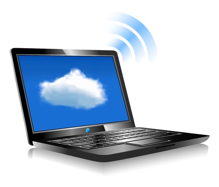 Laptop Cloud Connection wifi digitalのイラスト素材
