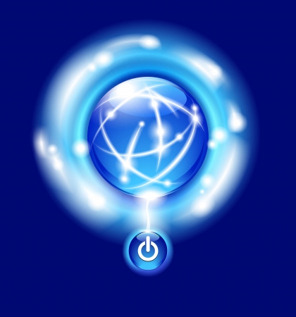 Energy Globe design against dark background with Start On Buttonのイラスト素材