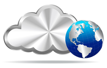 Silver Cloud with Earth Globe - Cloud Computing のイラスト素材