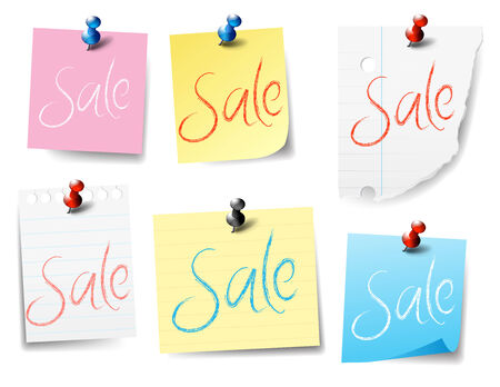 Sale Paper Pinned - sticky Notesのイラスト素材