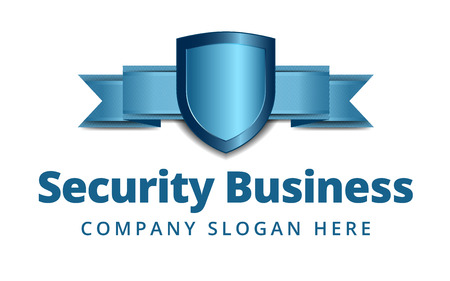 Security Shield icon with Banner in Blueのイラスト素材