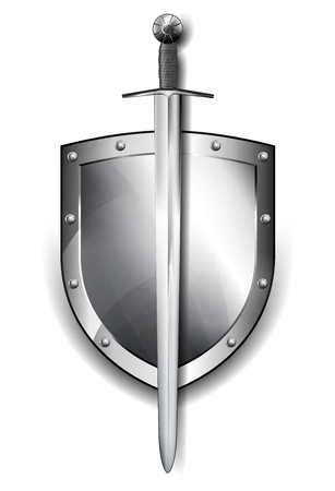 Silver Shield depicting protection Antivirus security firewallのイラスト素材