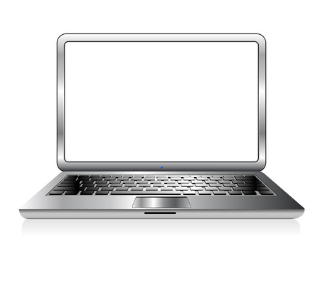 Modern office laptop with blank screen isolated on white background with reflection effect with space for your message.のイラスト素材