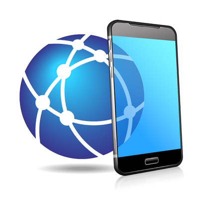 Phone Network Icon, Global Network Connection Phone Cell Smart Mobile Phoneのイラスト素材