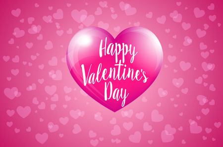 Happy Valentines Day with Pink Hart - Valentine Cardのイラスト素材