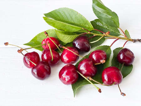 summer cherry berries on a white table
