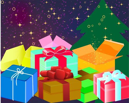 Christmas gift boxesのイラスト素材