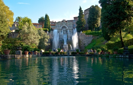 Great fountain and garden at the villa of cardinal Ippolito d`Este, Tivoli, Italy の写真素材