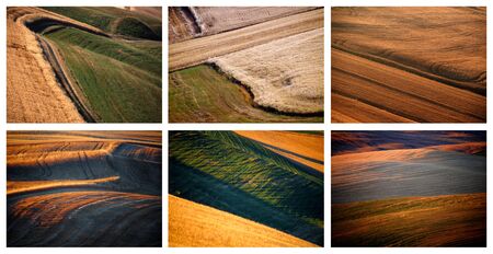 Six beautiful pictures of Tuscany fields, Italyの写真素材