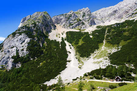 The Vrsic Pass is the highest pass in Slovenia, Europeの写真素材