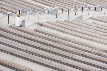 Alone in the stadiumの写真素材