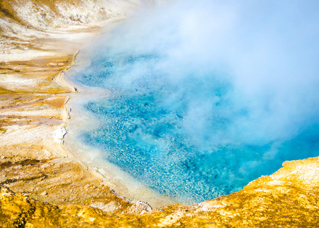 sunny day and beautiful colors in Yellowstone National Park, Wyoming, USAの写真素材