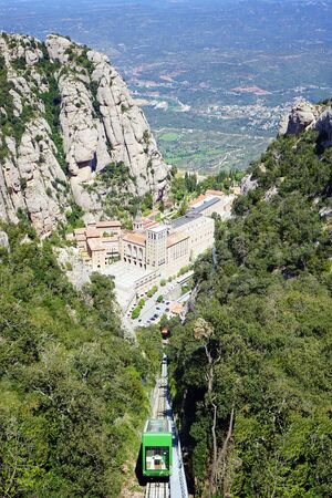 Santa Maria de Montserrat Abbey in Monistrol de Montserrat, Catalonia, Spain. Famous for the Virgin of Montserratのeditorial素材