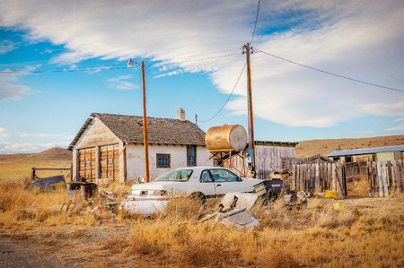 Ghost town somewhere in Colorado, United States,  vintage versionのeditorial素材