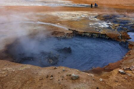 Namafjall Hverir sulphur mud pots on Icelandの写真素材