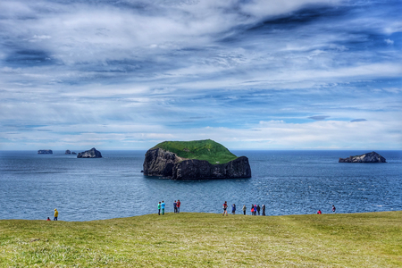 View of islands in Westman Archipelago, Icelandの写真素材