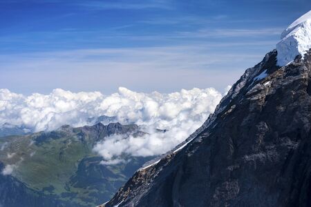 Blue sky with cloud, view from Jungfraujoch, Switzerlandの写真素材