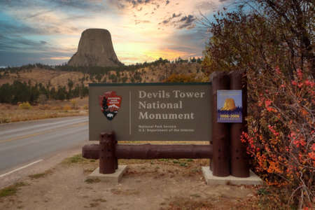 Devils Tower National Monument, Wyoming, USAの写真素材
