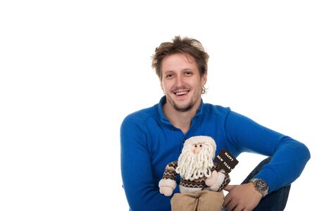 the young man wishes a Happy New Yearの写真素材