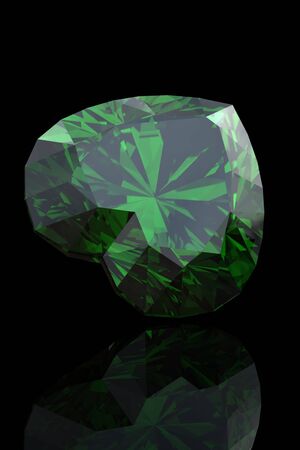 Emerald shape of heart  on black backgroundの写真素材