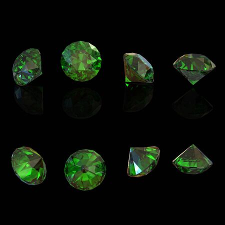 Round gemstone on black background. Emerald. Peridotの写真素材