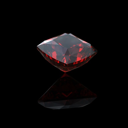 Jewelry gems shape of square on black background. Rubyの写真素材