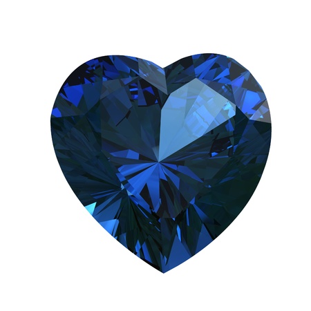 Gemstone shape of heart on white background.Sapphireの写真素材