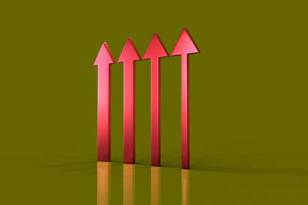  Up arrow on green background isolatedの写真素材