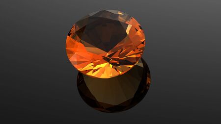 citrine  Jewelry gems roung shape on black backgroundの写真素材