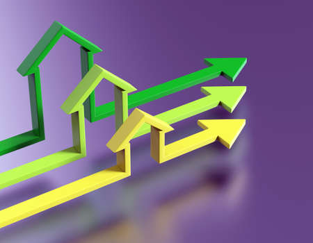 Colorful arrows. Bussines  concept. Abstract house background 