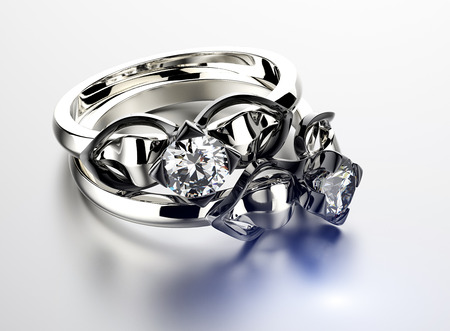 Golden  Ring with Diamond. Jewelry backgroundの写真素材